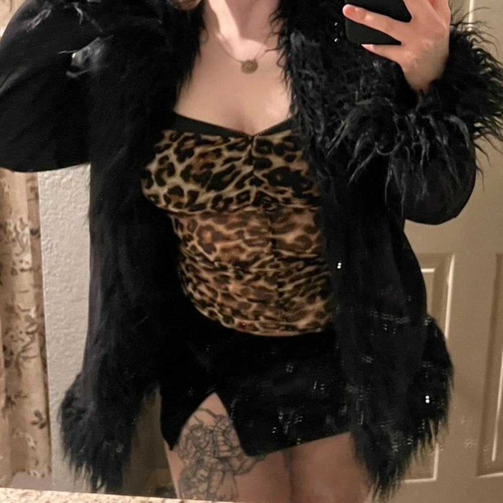 Urban Outfitters Leopard Mesh Top Large